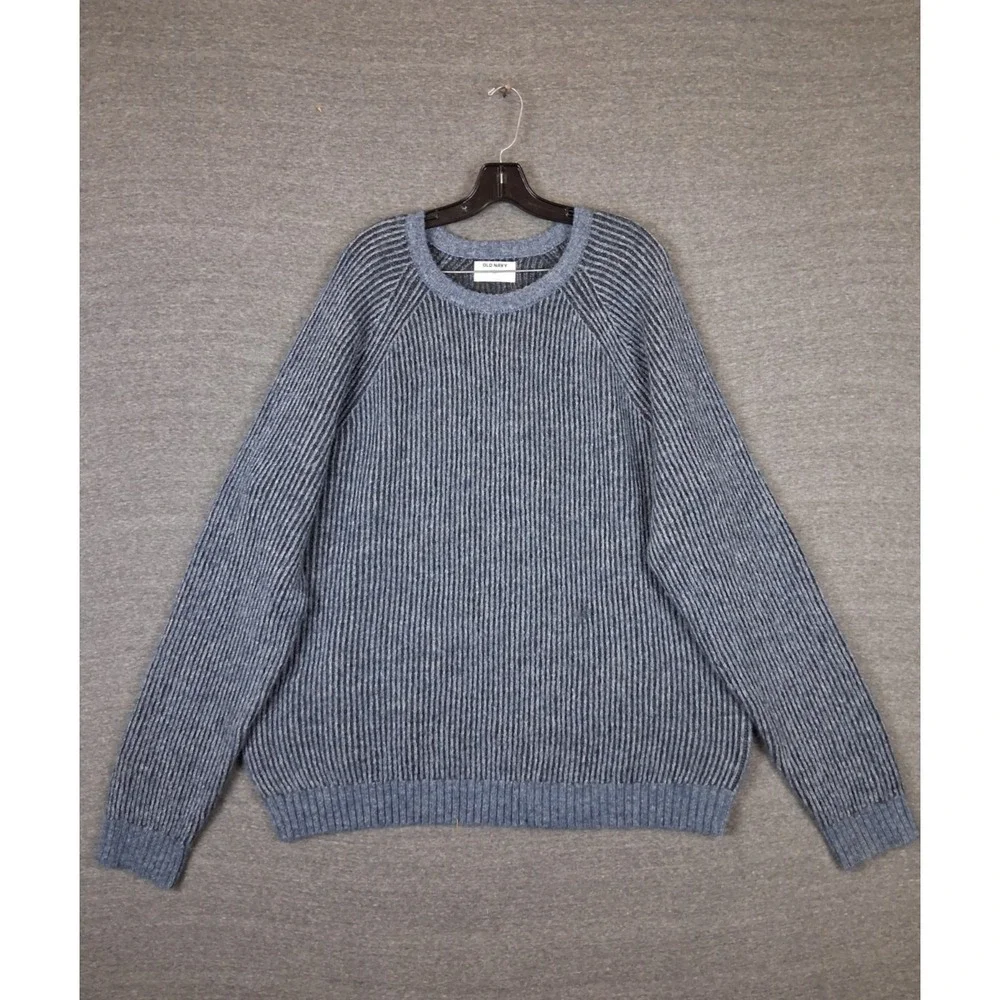 New Old Navy Mens Sweater 2XL Blue Rib Soft Pullover Wool Blend Casual Classic‎